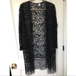 Black lace, fringe jacket